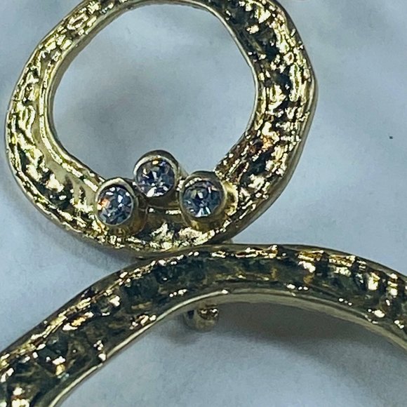 Art Deco Earrings Dangle Drop Clip-on Gold Tone Clear Rhinestones Gypsy Boho - Picture 7 of 16